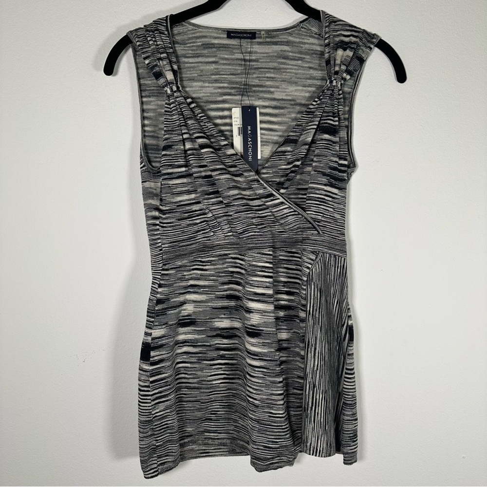 NWT Magaschoni Textured Knit Half Wrap Blouse Size Small - minimalist luxury
